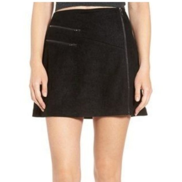 Lush Dresses & Skirts - Lush | Black Front Zip Faux Suede Mini Skirt Size M